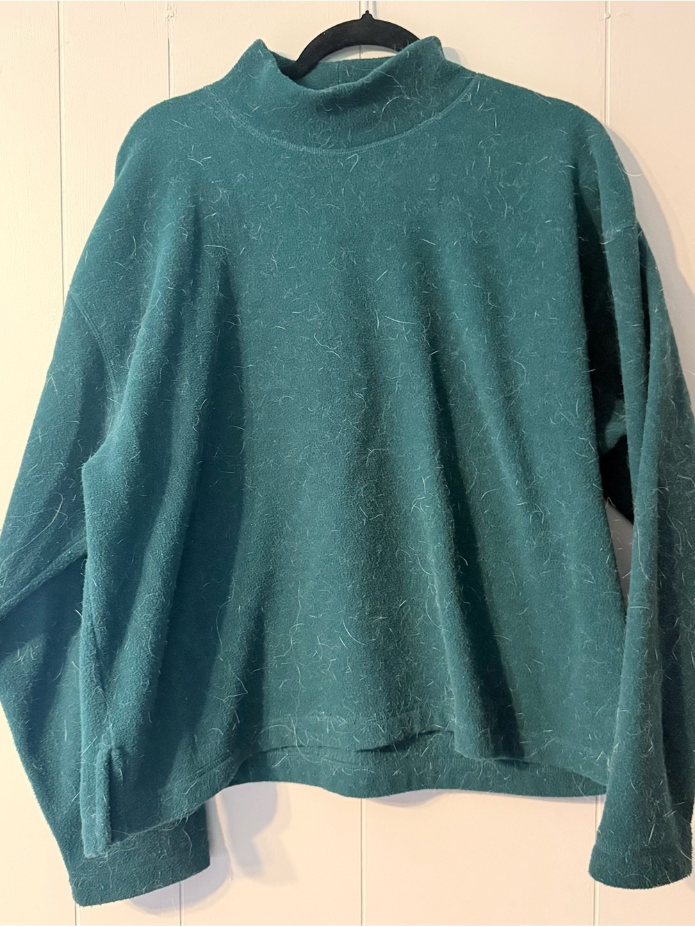 Vintage J.Crew Made in USA Forest Green Mock Neck Fleece Pullover Men’s M 90s
